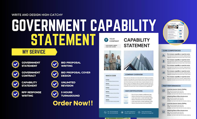 write, design government capability statement, bid proposal, government contract