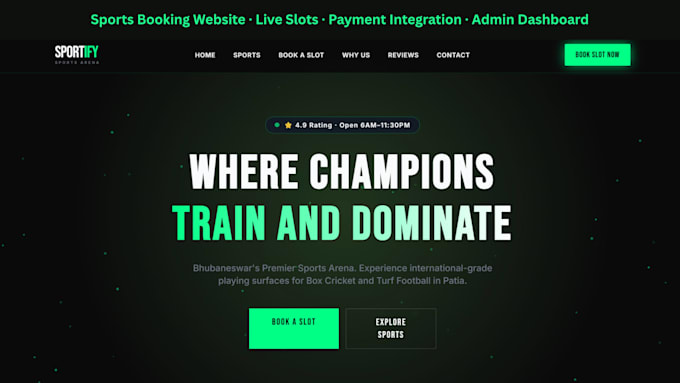 build a sports turf booking website with payment and admin dashboard