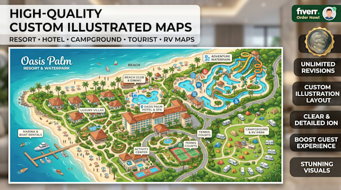 design resort map hotel map campground map illustrated site plan tourist map rv