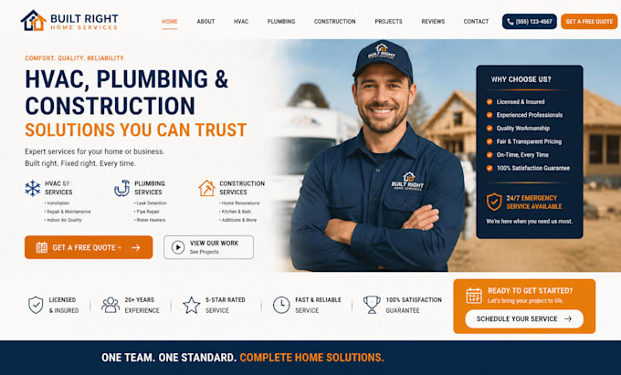 design squarespace hvac website construction website plumbing website