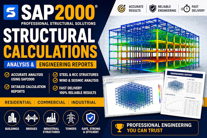 do sap2000 structural, load calculations and detailed engineering reports