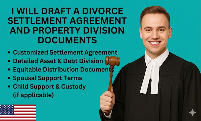 draft a divorce settlement agreement and property division documents