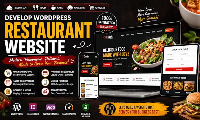 build restaurant website, restaurant, food website, cafe website