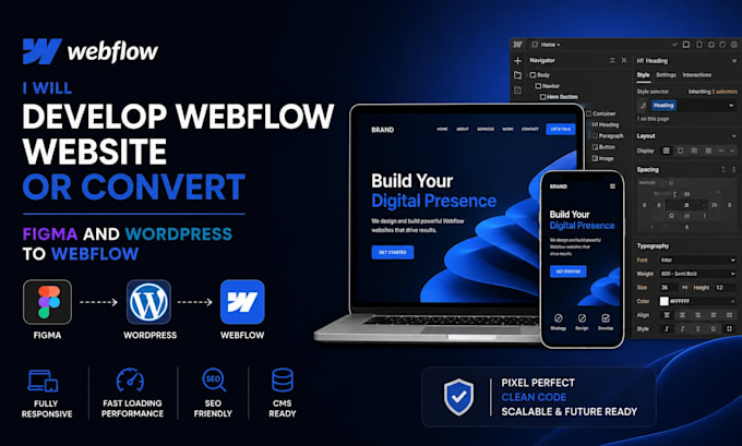 develop webflow website or convert figma and worpress to webflow