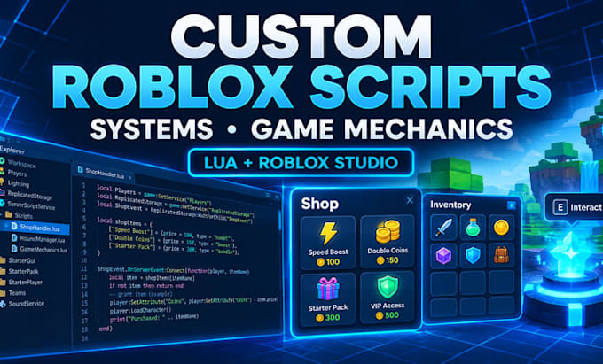 create custom roblox scripts, systems and game mechanics