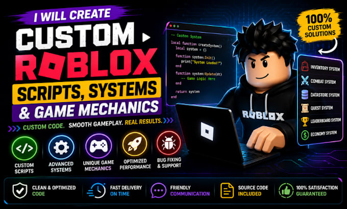 create custom roblox scripts, systems and game mechanics