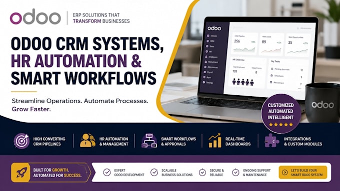 setup odoo, erpnext, zoho CRM, stock automation, quickbooks xero integration
