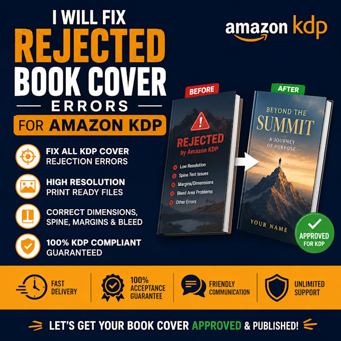 fix rejected book cover errors for amazon kdp