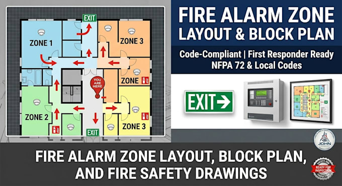 design fire alarm zone layout block plan and safety drawings