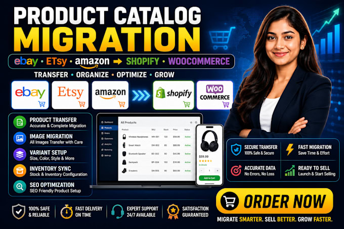 migrate your product catalog from ebay etsy amazon to woocommerce shopify store