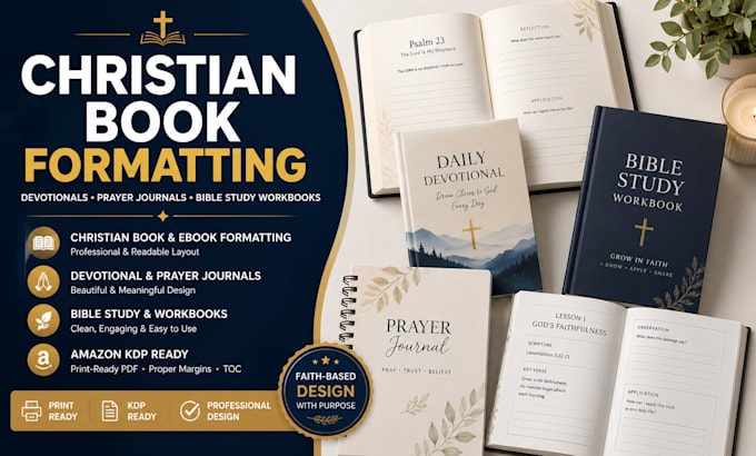format christian book, devotional, prayer journal bible study workbook
