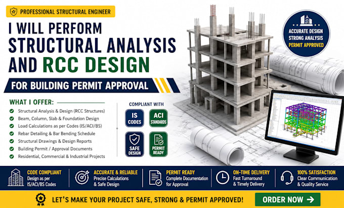perform structural analysis and rcc design for building permit approval