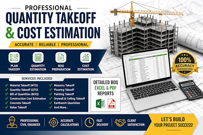 do construction quantity takeoff, material takeoff and cost estimation