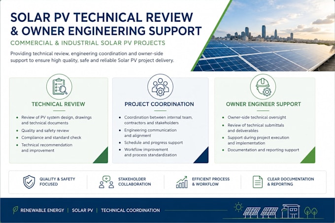 review solar pv project and provide owner side engineering assessment