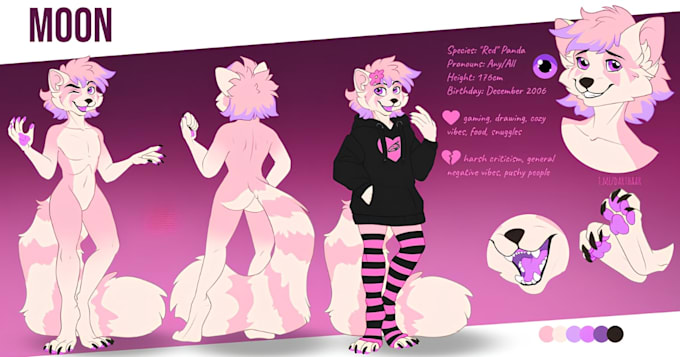 draw custom furry reference sheet fursona character art furry ref sheet oc