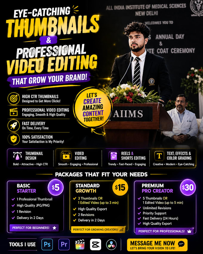 youtube thumbnails and professionally edit videos