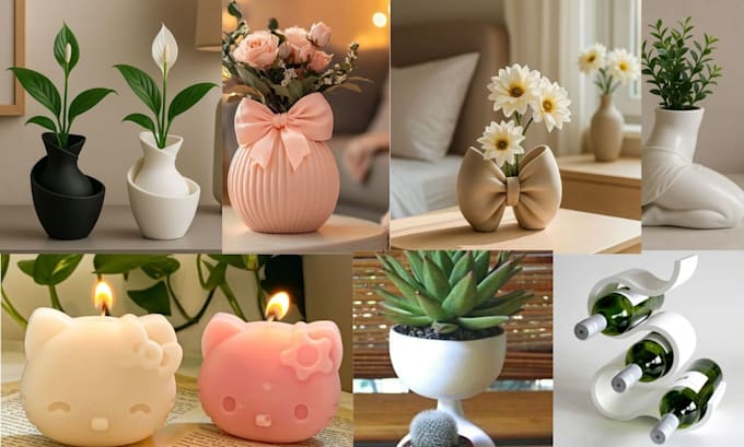 design custom 3d vase model, flower vase, 3d printable vase, decor vase model