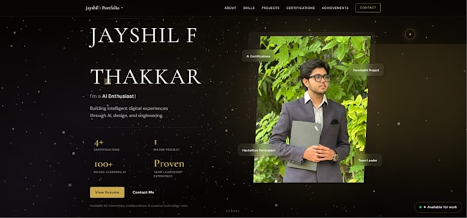 build a modern responsive portfolio website in react or svelte