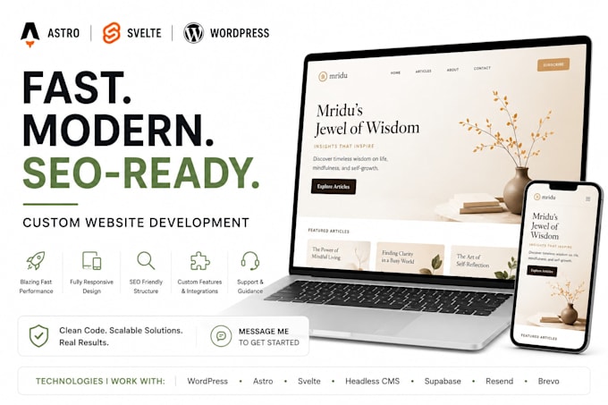 build a blazing fast astro, svelte or wordpress website