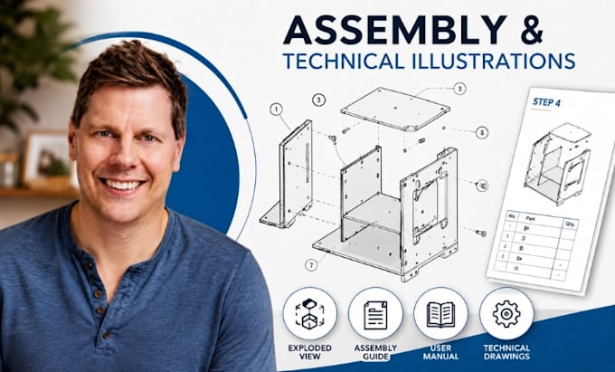 assembly instruction drawing, exploded view, product manual, installation guide