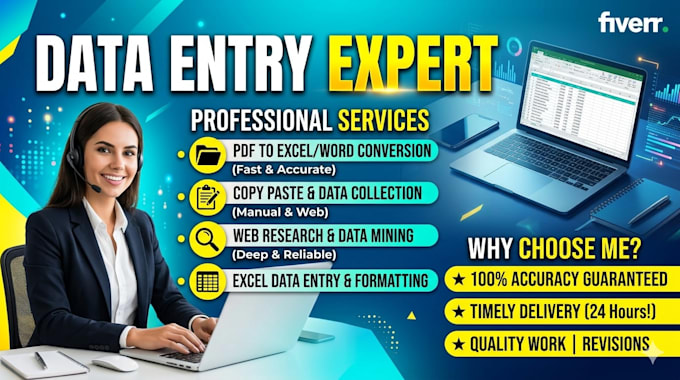 do data entry, pdf to excel, copy paste and web research