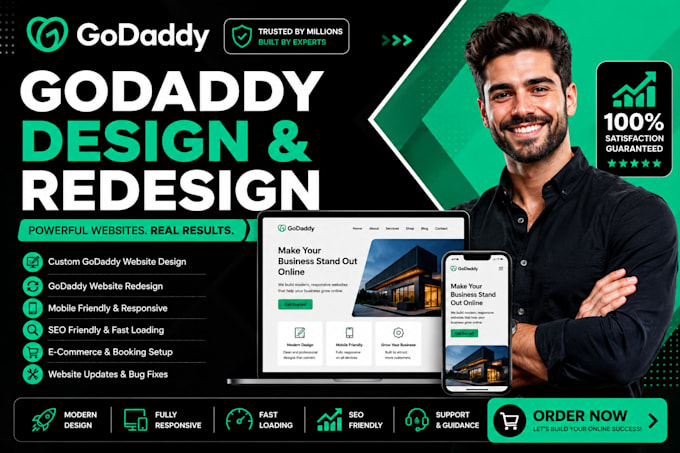 setup hostinger, hostgator,web hosting on bluehost, and redesign godaddy website