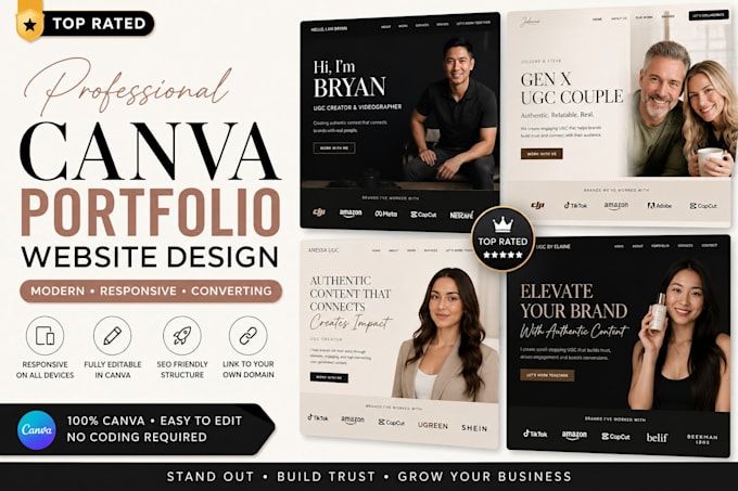 redesign design stunning ugc canva portfolio website landing page design