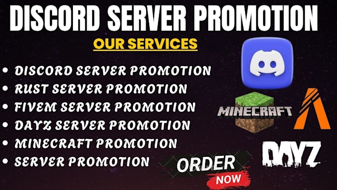 fivem server promotion, minecraft server, rust, dayz, discord server promotion