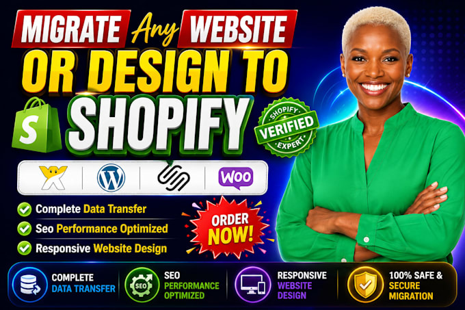 convert and migrate wordpress, wix, or woocommerce website to shopify