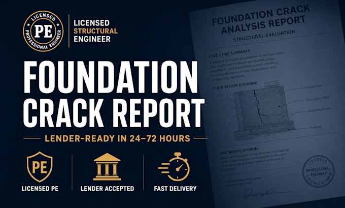 provide a structural engineering report for foundation cracks and lender