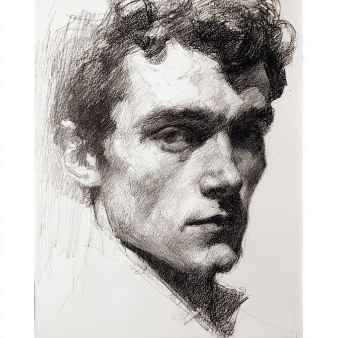 high quality realistic pencil charcoal portrait