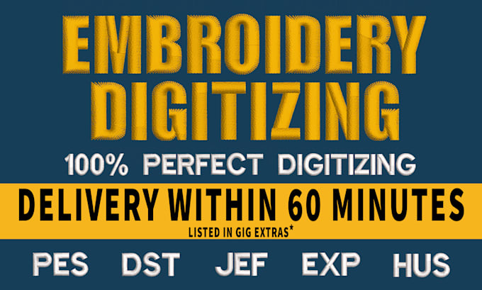 do embroidery digitizing into dst,pes,jef file in 1 hour