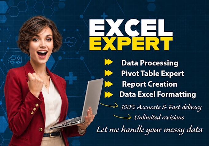 do excel data visualization, pivot tables, reporting and formatting