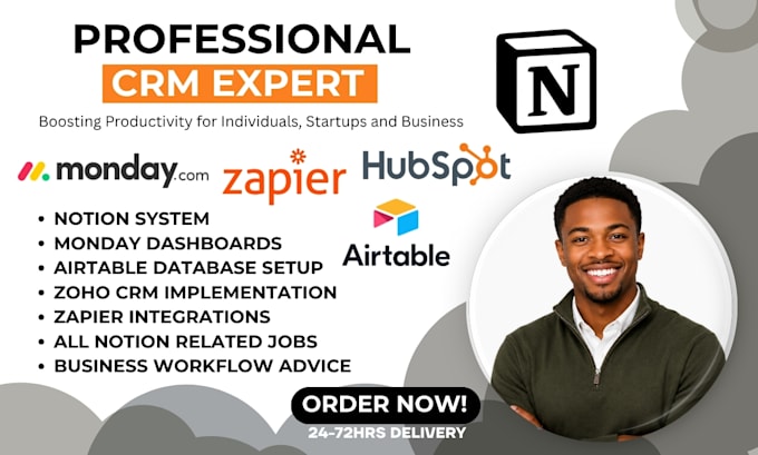 setup notion hubspot zoho pipedrive ghl integration notion VA zapier automation