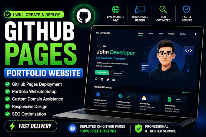 create and deploy a professional github pages portfolio website