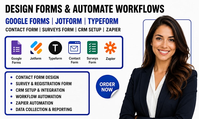 design google forms jotform typeform contact form CRM setup workflow automation