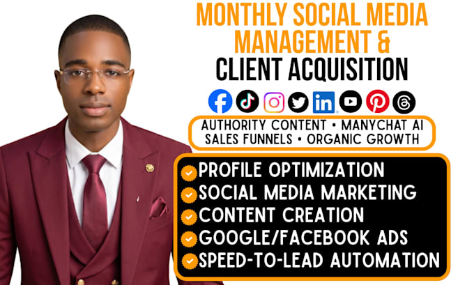 be your monthly social media manager and client acquisition expert