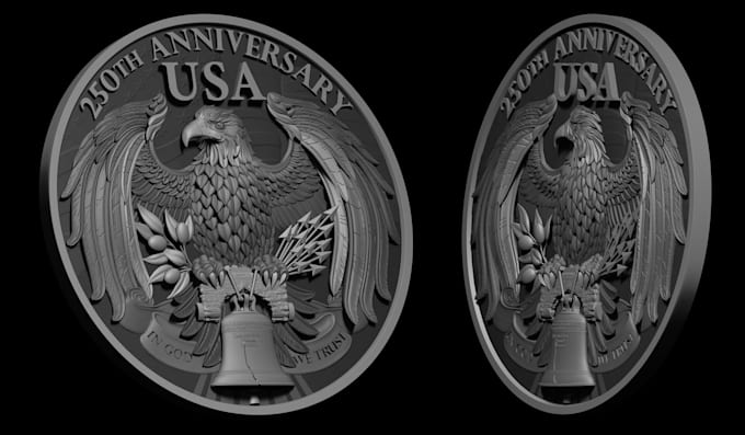 do custom printable  3d coin model  bass relief 3d medallion cnc for 3d printing