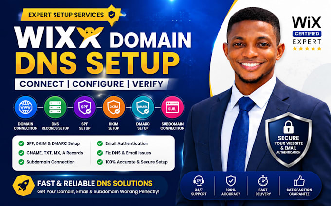 setup wix domain dns records spf dkim dmarc connect subdomain