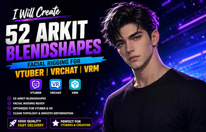create 52 arkit blendshapes facial rigging for vtuber vrchat CRM