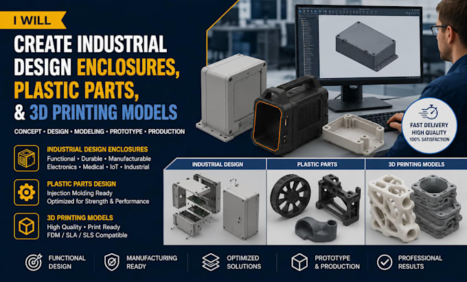 create industrial design enclosures, plastic parts, and 3d printing models