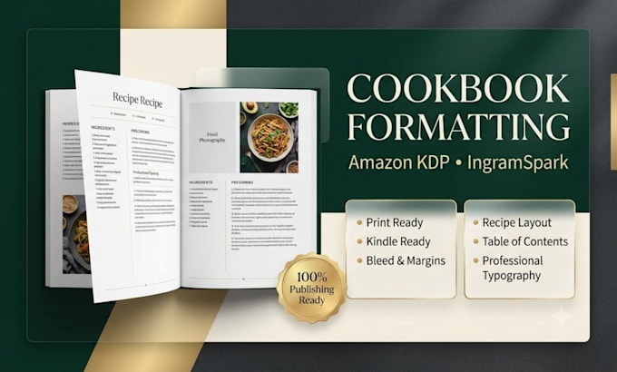 do cook book formatting for amazon KDP and ingram spark