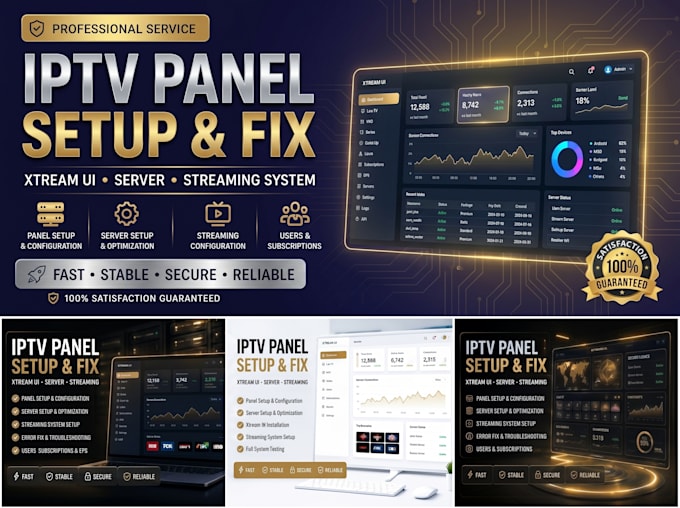 set up fix and configure iptv panel xtream UI server and iptv streaming system