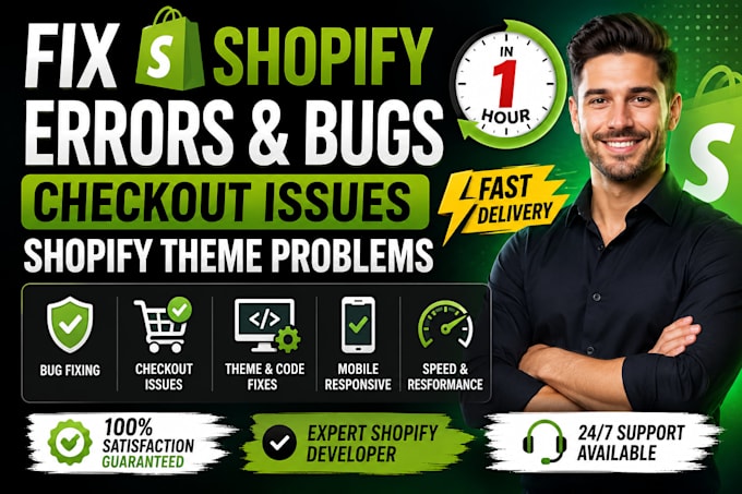 fix shopify errors,bugs,checkout issues,shopify theme problems in 1 hour