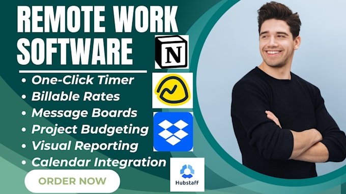 setup remote work software dropbox hubstaff toggl track basecamp notion miro