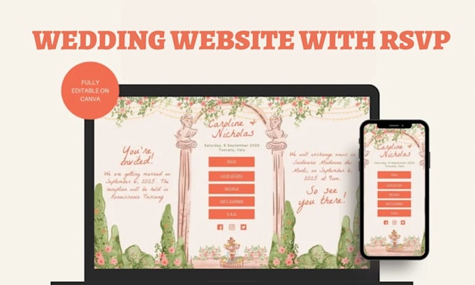 design wedding website, design wedding invitation, and rsvp