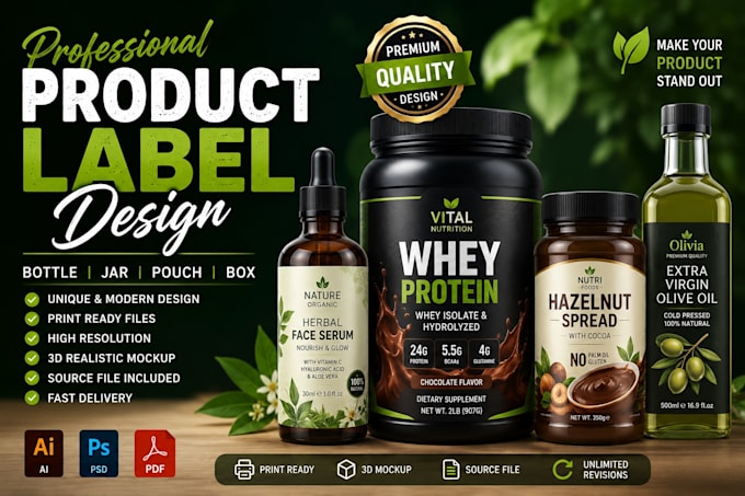 design professional product label bottle jar and packaging label