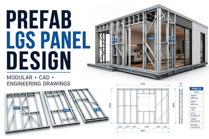 design prefab modular lgs framing panels for manufacturing