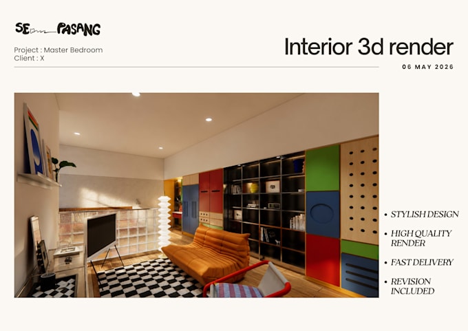 create realistic 3d interior rendering for your room