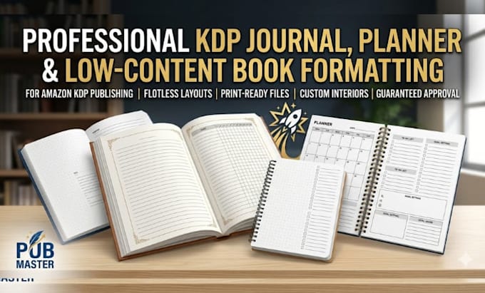 format your journal planner or low content book for amazon KDP publishing